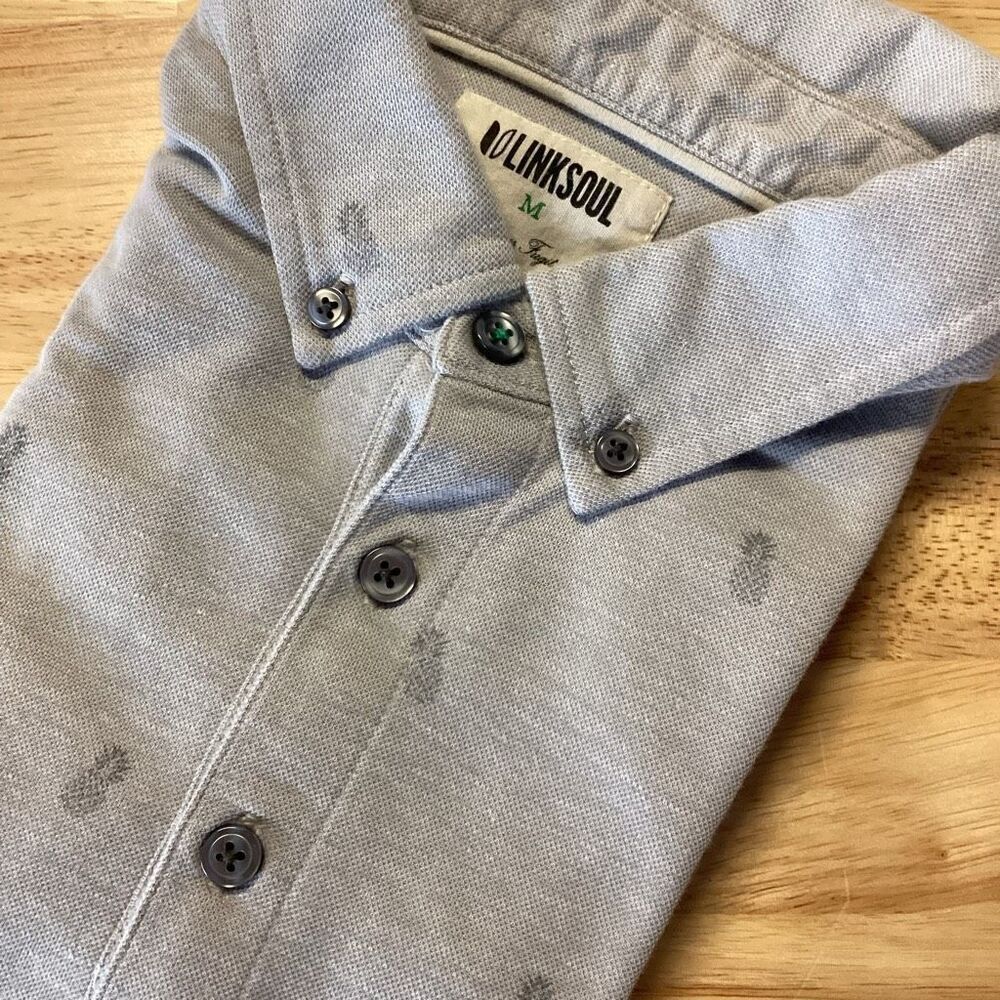 Mens Linksoul Pineapple Print button‎ down polo- Medium